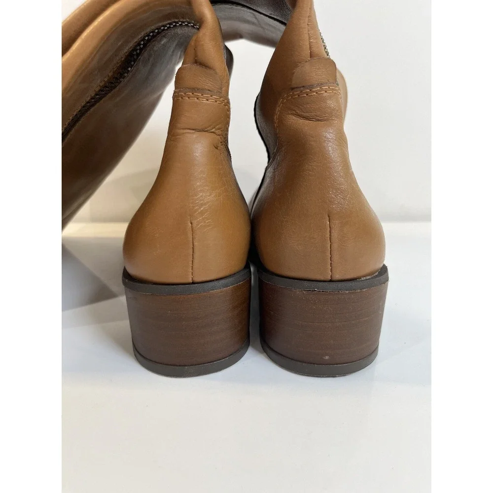 Lucky Brand Women's Heston Tall‎ Boots Leather Gingerbread Oiled Vachetta Sz 6.5